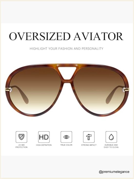 Oversized Aviator Sunglasses with UV400 Protection, Retro Style for Women main image 6